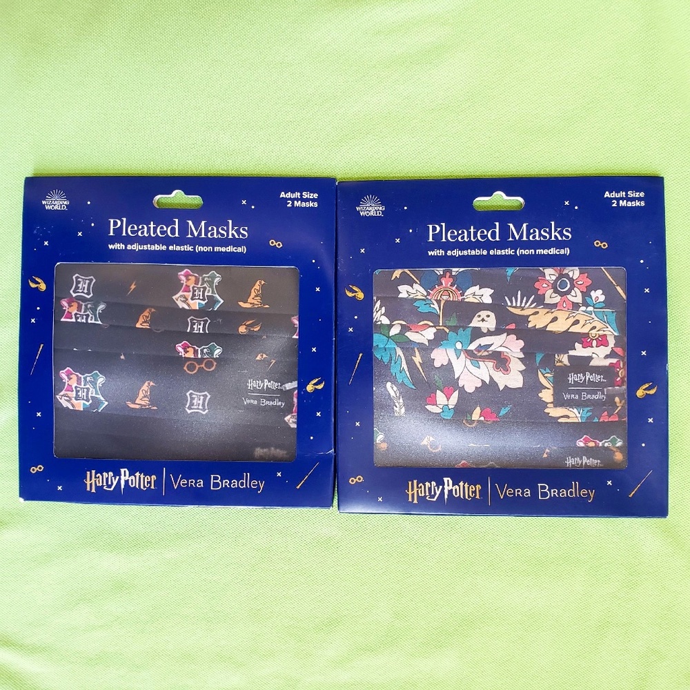 VERA BRADLEY HARRY POTTER FACE MASK SET:NWT 2-PK HOGWARTS/HOME TO HOGWARTS ADULT